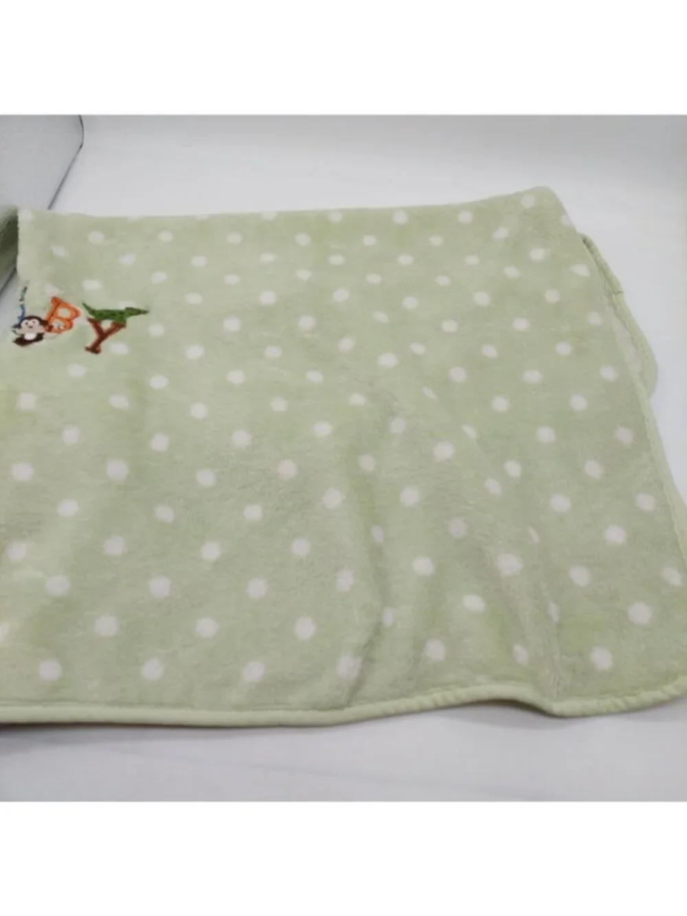 Garanimals Baby Blanket Green White Polka Dot Giraffe Monkey Turtle 30